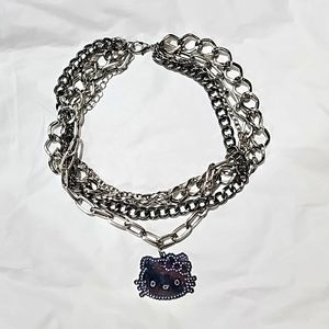 Silver hello kitty loose choker necklace